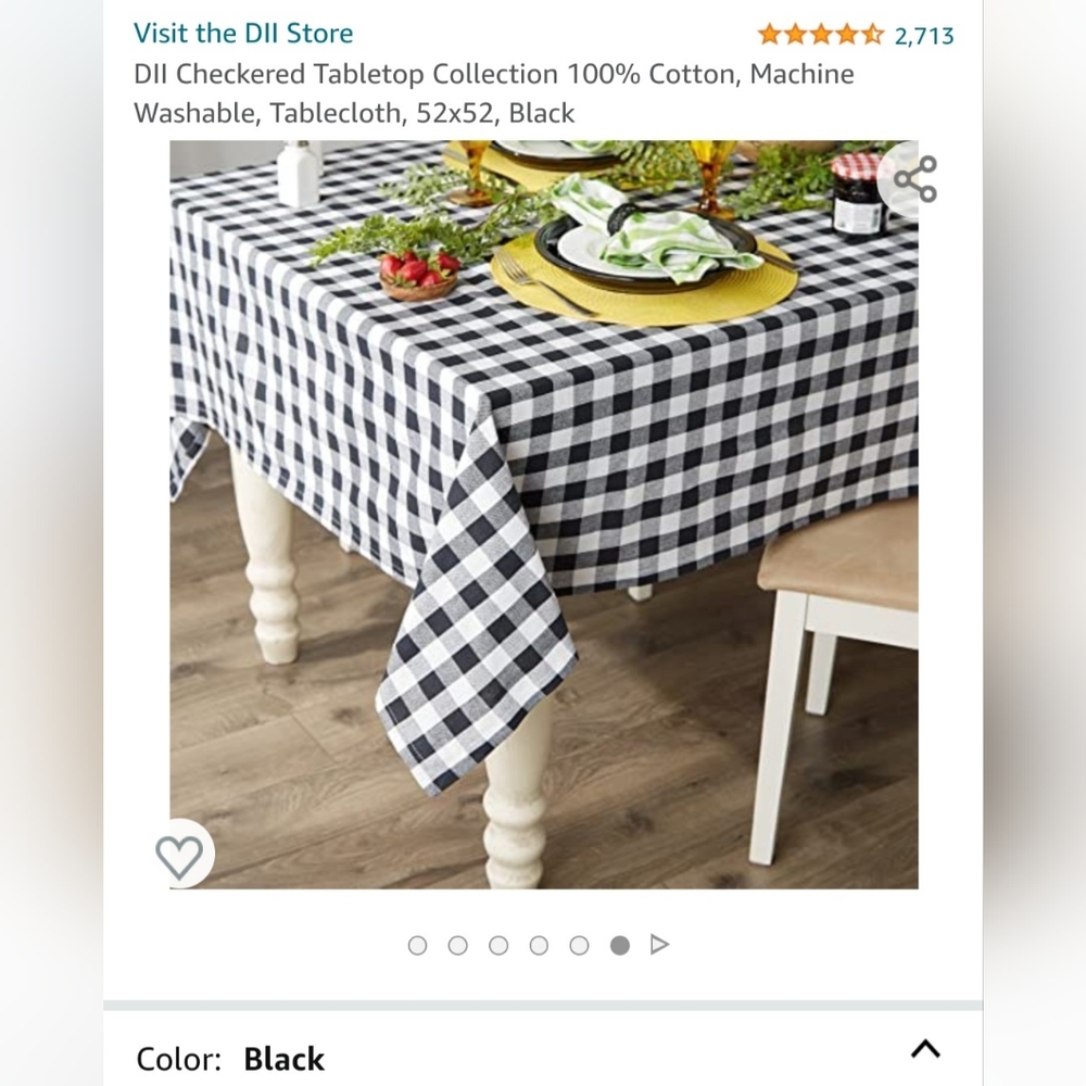 NWT 2 BLACK & WHITE BUFFALO CHECK PLAID CLASSIC FARMHOUSE TABLECLOTH 52INX52IN